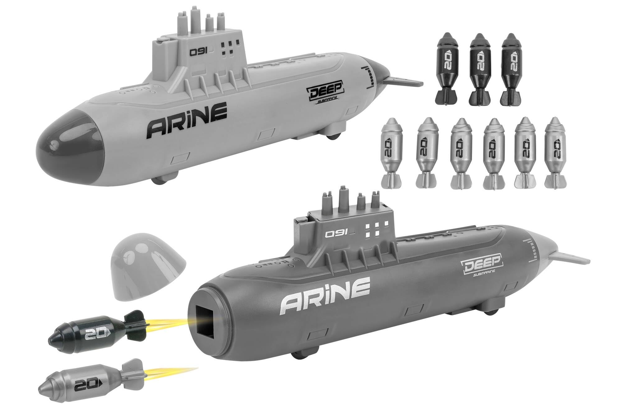 Sous-Marin Jouet Tire Torpilles Submersible pour Enfants - Mouvement d'Embrayage, Shoot Missiles, U-Boat, Bataille Navale, Sous-Marine Militaire, Bateau