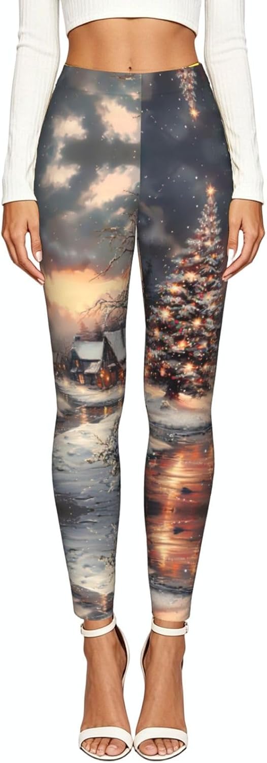 Merry Christmas Print Women's Leggings,Workout Pants for Women,for Gym,Running