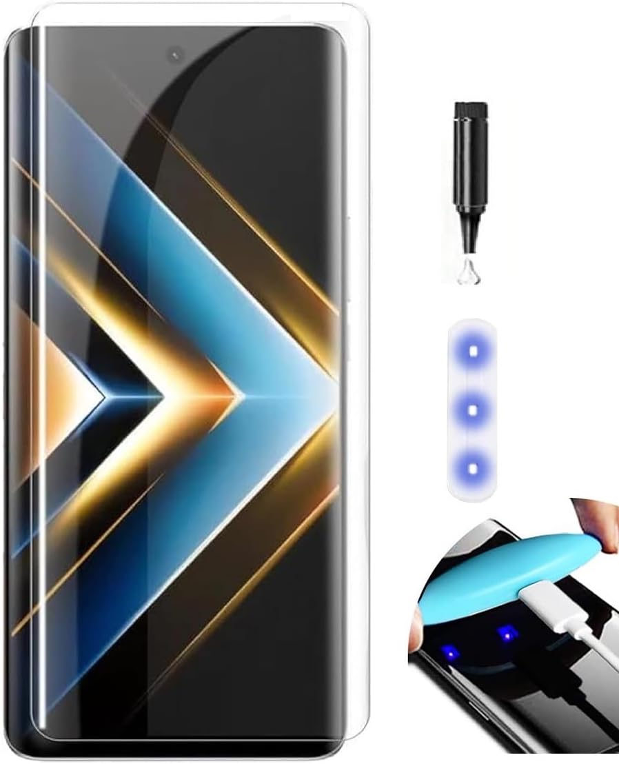 NISHTECH Advanced HD+ Curved UV Tempered Glass Full Screen Protector Designed for Tecno Phantom X2 || Full Screen Coverage with Easy Installation Kit (Anti-Scratch)