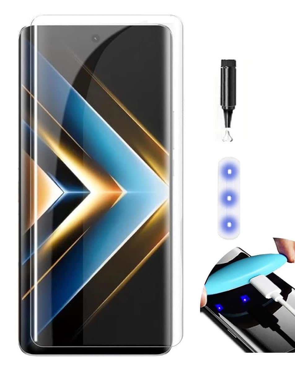 NISHTECH Advanced HD+ Curved UV Tempered Glass Screen Protector Designed for Tecno Phantom X2 || Full Screen Coverage with Easy Installation Kit (Anti-Scratch)