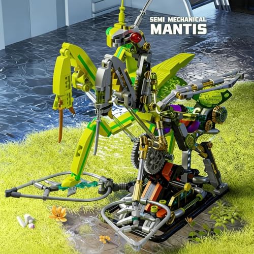 Image of SKY LINE OCEAN Mechanical Mantis Building Set - 999+ PCS Light-Up Insect Model Kit, Articulated STEM Animal Construction Toy, Display Collectible Gift for Kids Teens & Adults