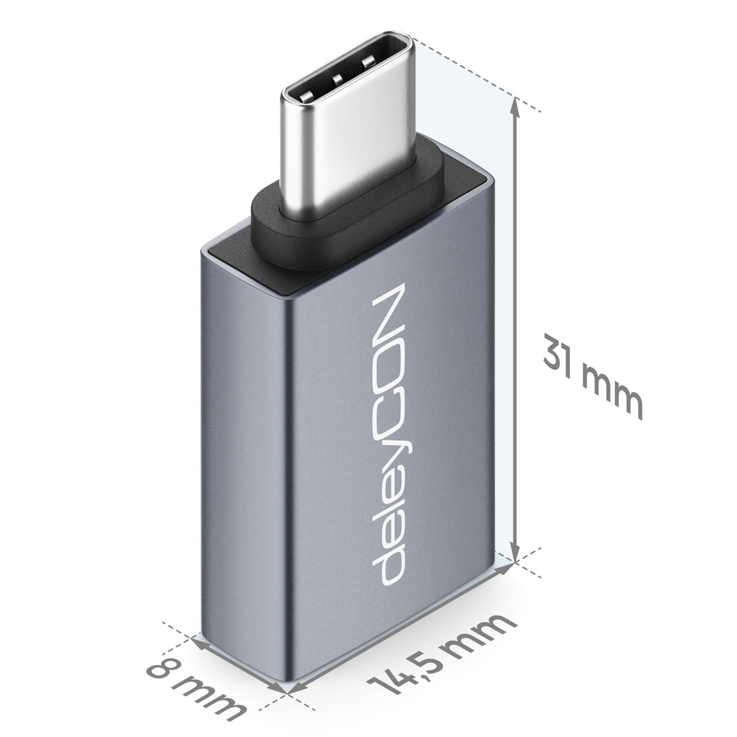 deleyCON Adattatore USB-C a USB 10 Gbps OTG (2 Pezzi) - Spina C a Presa A - per iPhone 17/16/15 Air/Pro/Max, Galaxy S25/S24/S23, A56, A16, Tablet, MacBook, iMac, iPad, Notebook ecc.