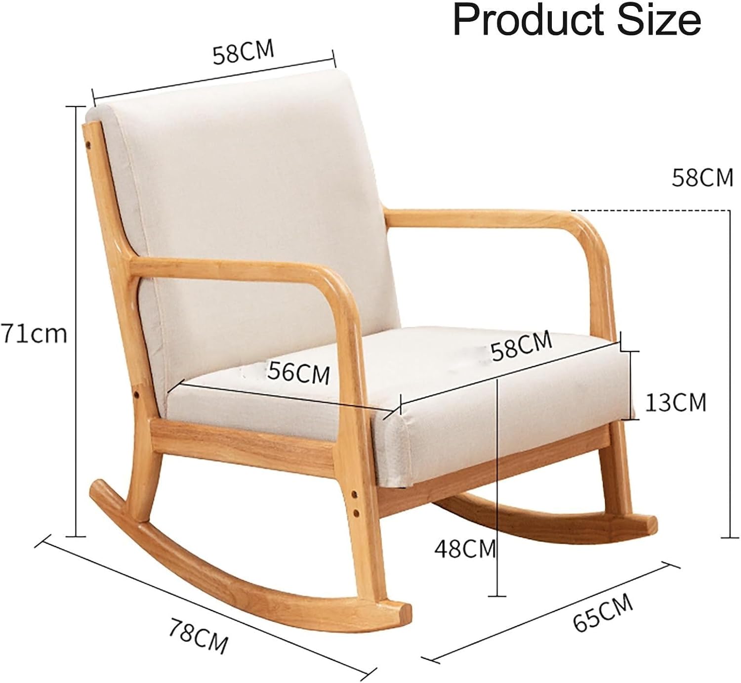 En Rocking Chair with High Backrest, Upholstered Glider Chair for Nursery, Living Room, Office (Grey)(Purple)