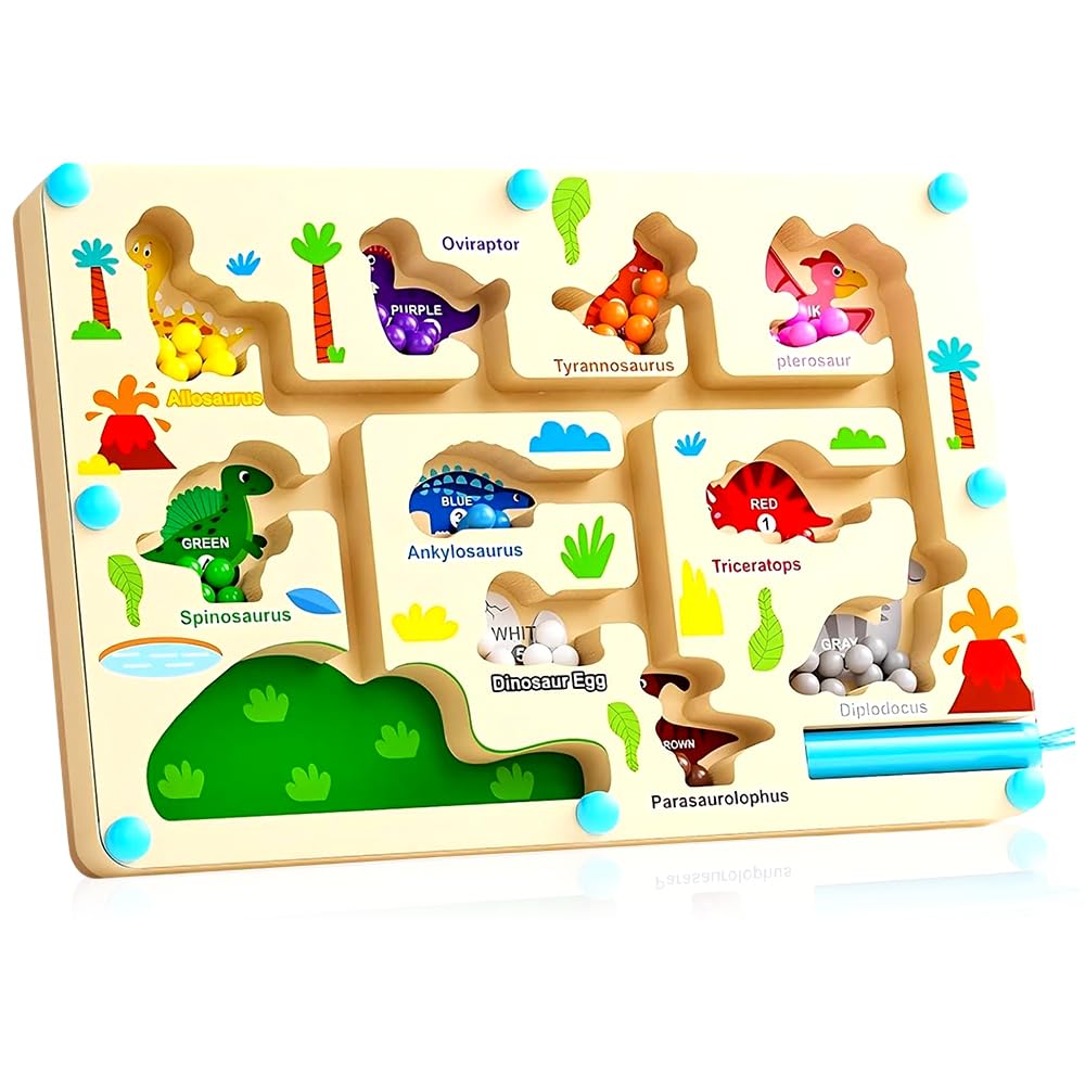 HATFRYF Montessori Wooden Maze Toys, Magnetic Color and Number Maze Wooden Toys for 3-5 Year Old