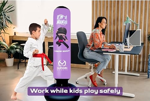 Miniatura 3 de Marwan Sports 5-in-1 Inflatable Punching Bag for Kids – 63" Karate Toy Set with Boxing Gloves, Durable Fast Rebound, Active Play, Stress Relief