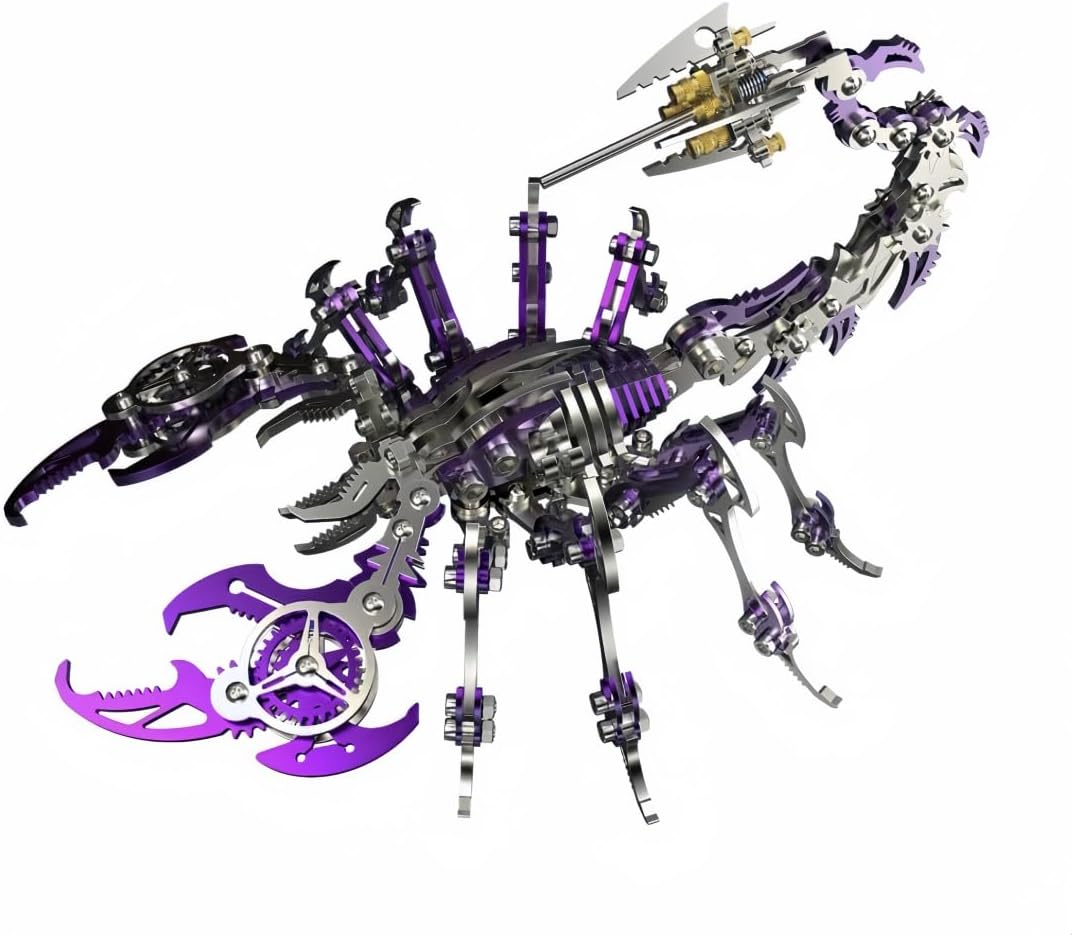 3D Metal Puzzles for Adults, Scorpion 3D Metal Model Kits for Adults/Teens, 454PCS Mechanical Assembly Models 3D Metal Puzzle Ornaments (Blue)