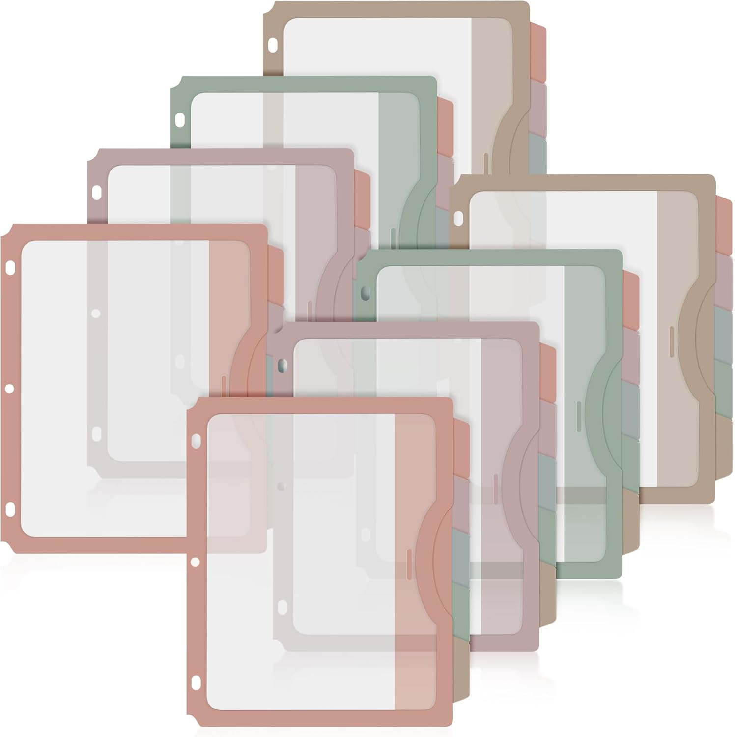 8 Sets 5 Tab Binder Dividers with Tabs and Pockets for 3 Ring Binder 5 Pockets Dividers Per Set with 1/5 Cut Tabs 9.5 x 11.4 Inch Multicolor Letter Size for Back to School Office Home