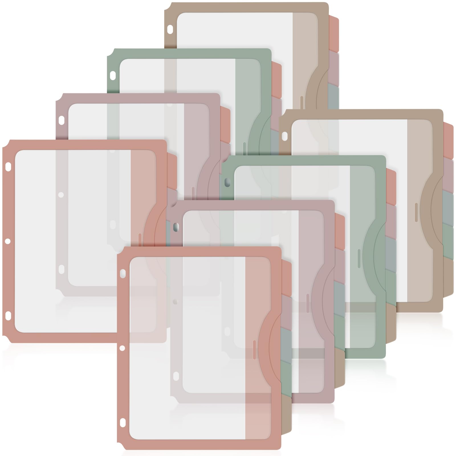 Photo 1 of Chivertion 40 Counts Binder Dividers with 40 Pockets, 5 Tab Dividers for 3 Ring Binder Organizer US Letter Size 9.5 x 11.4 Inch for Office and Home Organization Back to School, Pastel Color, 8 Sets