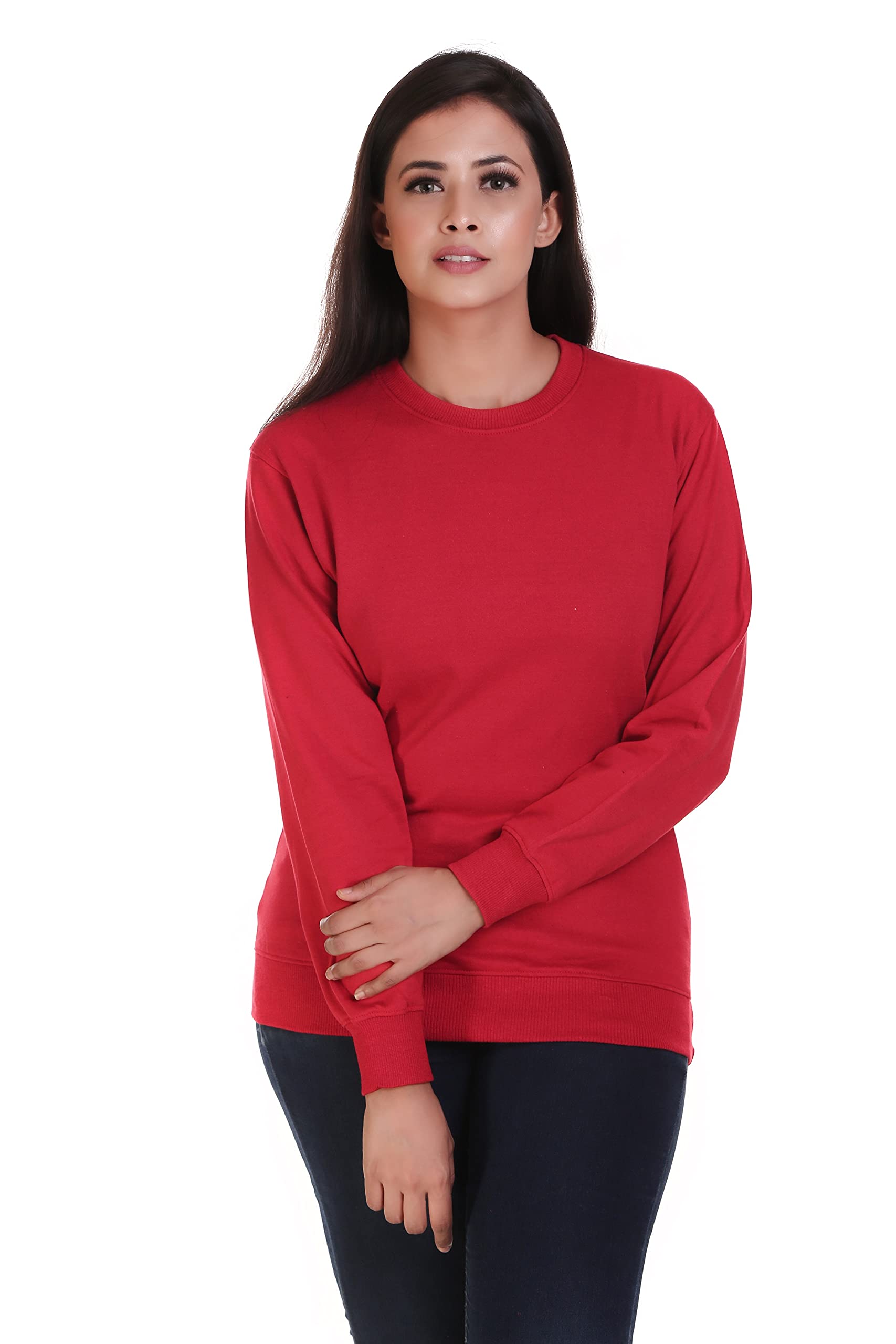 (Pack of 1 Women Ladies Girls Warm Woolen for Heavy Winter Fleece Red Sweatshirt-image-26