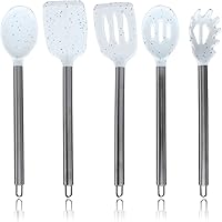 Vista 20 de COOK WITH COLOR - Juego de utensilios de cocina de silicona, 5 piezas, fáciles de limpiar, utensilios de cocina para batería de cocina antiadherente