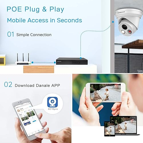 Miniatura 7 de PANOEAGLE Starlight - Torreta de cámara IP POE de 8 MP, cámara de seguridad 4K para exteriores con micrófono integrado, ranura para tarjeta SD,