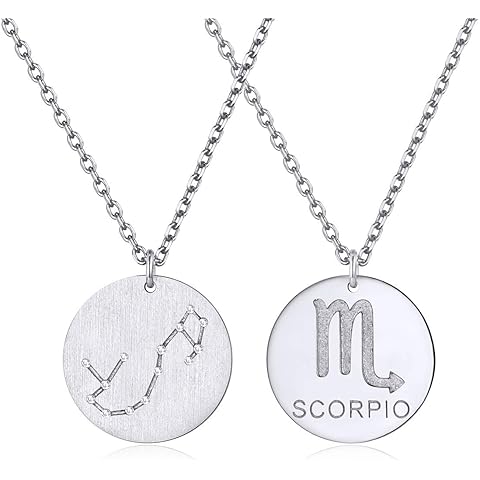 ChicSilver 925 Sterling Silver 12 Constellation Necklace Round Astrology Horoscope Zodiac Sign Pendant Necklace, Silver/Gold Plated