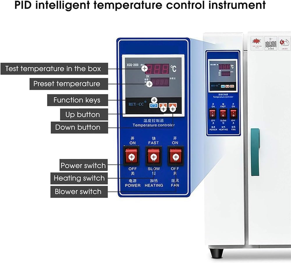 Horno de secado eléctrico de temperatura constante, horno de secado a temperatura constante para laboratorio/industrial, secador de aire, para placas de circuito, matraces, para secado + tratamiento
