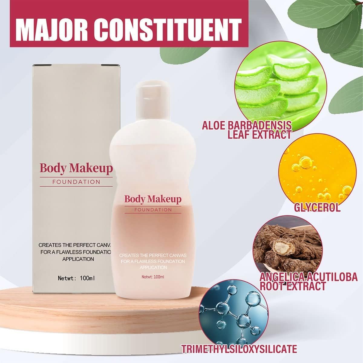 ボディ メイクアップ ファンデーション、ボディ メイクアップ フル カバレッジ ファンデーション、シミ、傷跡、タトゥーをカバー、水泳用防水ボディ ファンデーション メイクアップ、簡単な塗布、均一な肌のトーン (3本, 100ml+100ml+100ml)