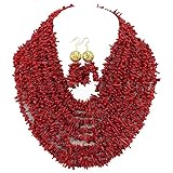 Africanbeads 10 Rows Red Coral Nigerian Wedding African Coral Beads Jewelry Set(ABC002)