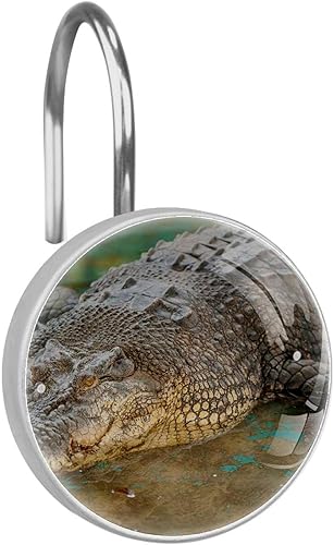 Miniatura 1 de Crocodile Alligator Aniaml ganchos decorativos para cortina de ducha juego de 12 ganchos para cortina de ducha anillos de cortina inoxidables para