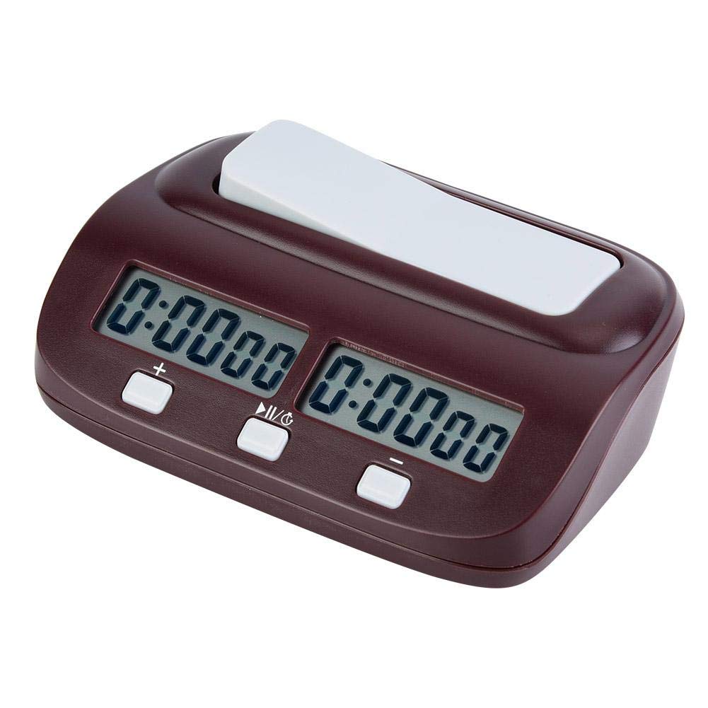 Dauerhaft Minuterie d'Échecs Portable avec Compte à Rebours (10 Heures) Horloge Numérique pour Tournois d'Échecs et Jeux de Société avec Deux Temps de Base Différents Préréglables