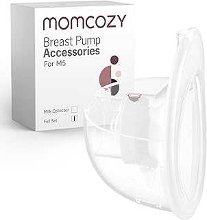 Momcozy Full Set Collector Cup Only Compatible with Momcozy M5 NOT for Others. Original M5 Breast Pump Replacement Accessories (160ml, with Double-Sealed Flange 24mm)