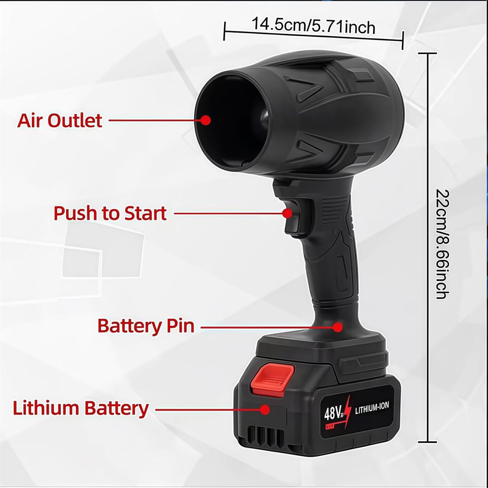 Soffiatore Senza Fili Utensile a batteria per soffiare polvere | Soffiatore elettrico per la pulizia di giardino, patio, , marciapiede, cura del prato e neve
