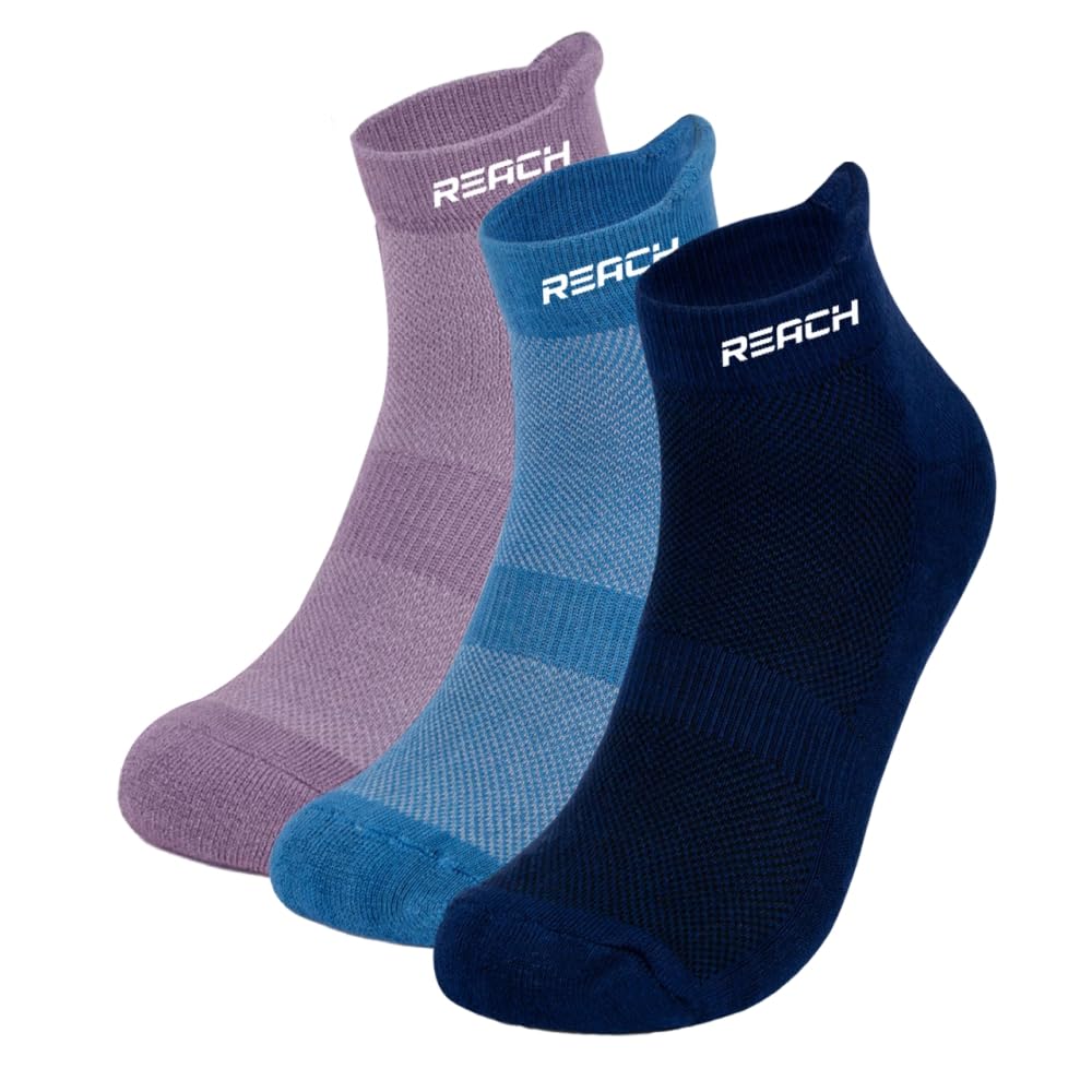 REACHBamboo Ankle Socks for Men & Women | Breathable Mesh & Odour Free Socks | Sports & Gym Socks | Soft & Comfortable | Pack of 3