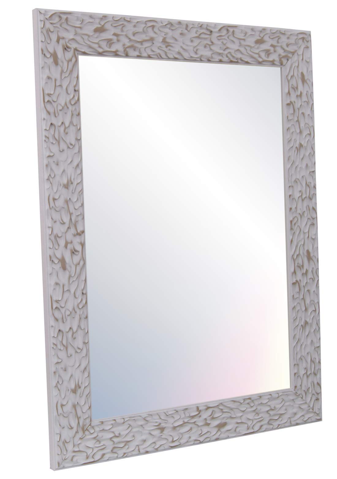 CHELY INTERMARKET, Espejo de Pared 40x60cm (55,50x76,50cm)(Blanco) MOD-105 Ideal para peluquerías, salón, recibidor, Comedor, Dormitorio y oficinas. Fabricado en España. Material Madera.