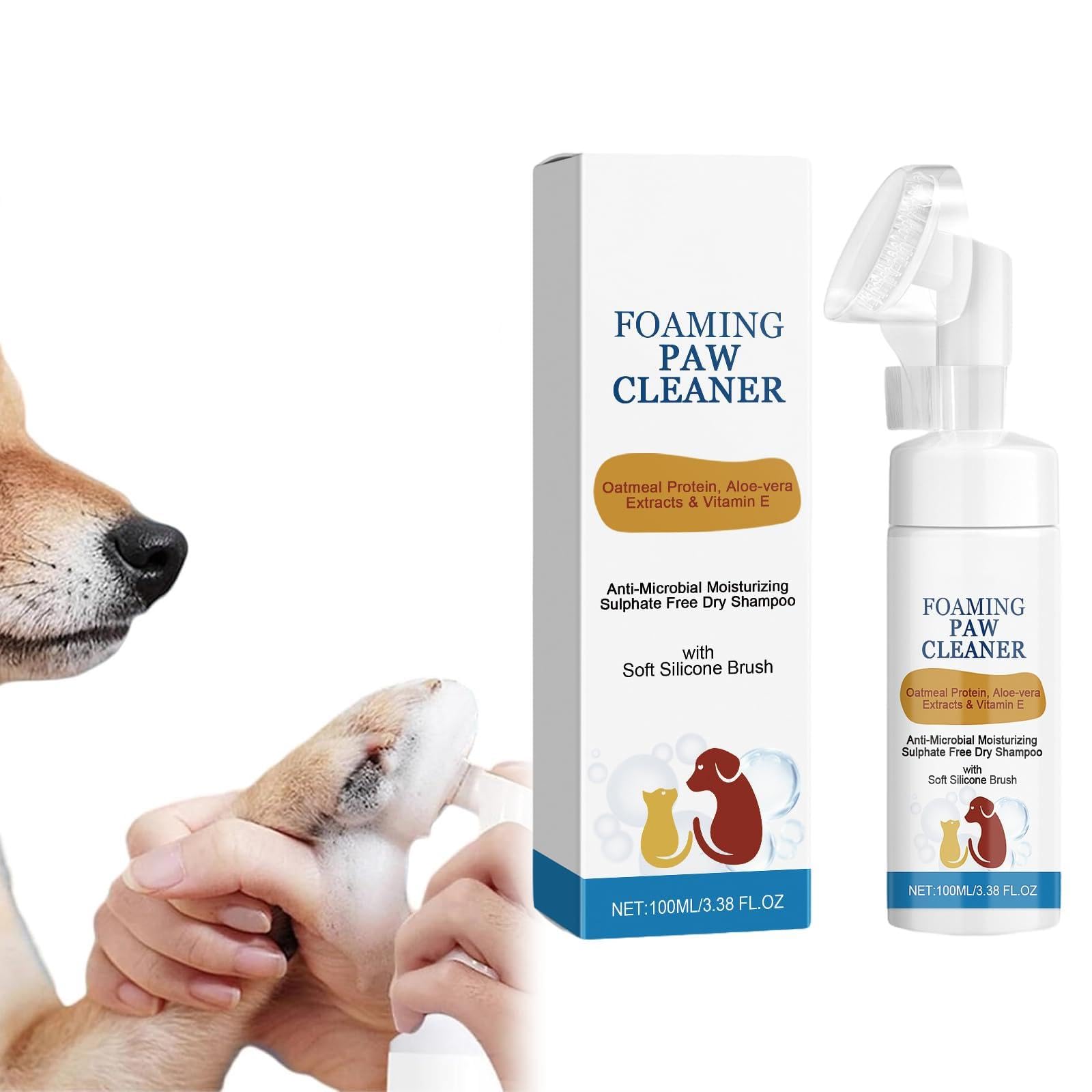 Limpiador Patas Perro,Cepillo con Espuma de Lavado en Seco,Limpiador Almohadillas Perro,Cepillo de Baño para Perros,Limpiadors En Espuma Sin Enjuague,para Limpiar los Pies Sucios de Perros