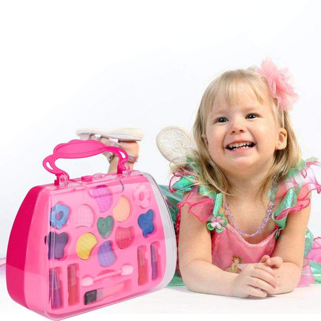 Vektenxi Children Portable Baby Princess Girls Pretend Play Toy Non-Toxic Deluxe Makeup Palette Set for Kids - Durable & Practical