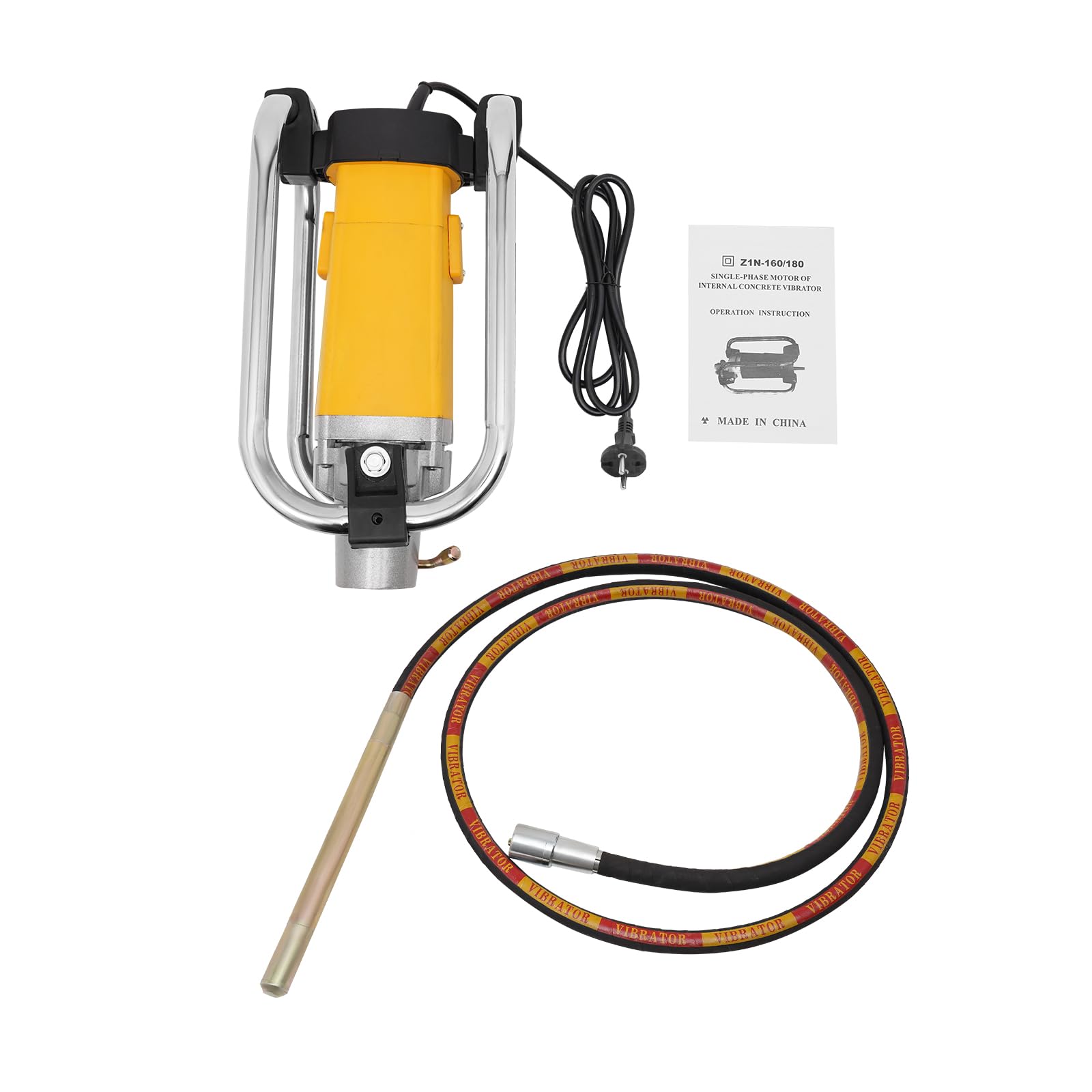 Elektrisch Betonrüttler 2000W Innenrüttler Flaschenrüttler Profi Industiraler Betonvibrator für Einführen in nassen Beton, 4 Meter langer Schacht Dauerbetrieb