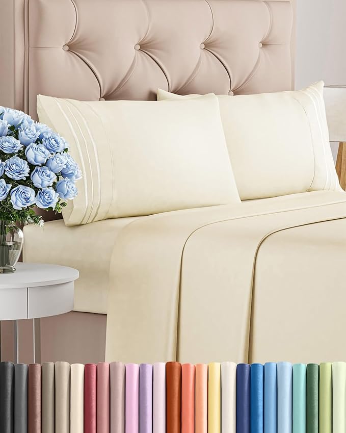 Off White Queen Size 4 Piece Sheet Set
