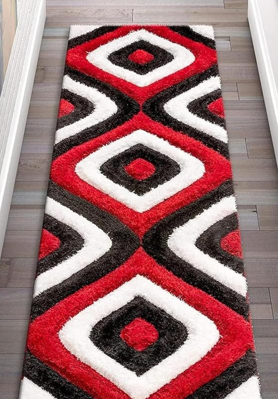 Image of Carpet for Living Room, Bedroom and Hall Handmade Microfiber Cozy Soft and Fluffy Shaggy Area Rug with 2 inch Thick Anti Skid Carpet [2x6 Feet Multi 14]