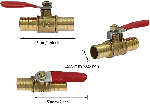 Miniatura 4 de 4 válvulas de bola de agua de latón de 12 pulgada de diámetro de manguera de cierre de manguera de manguera de púas conector conector de tubería de