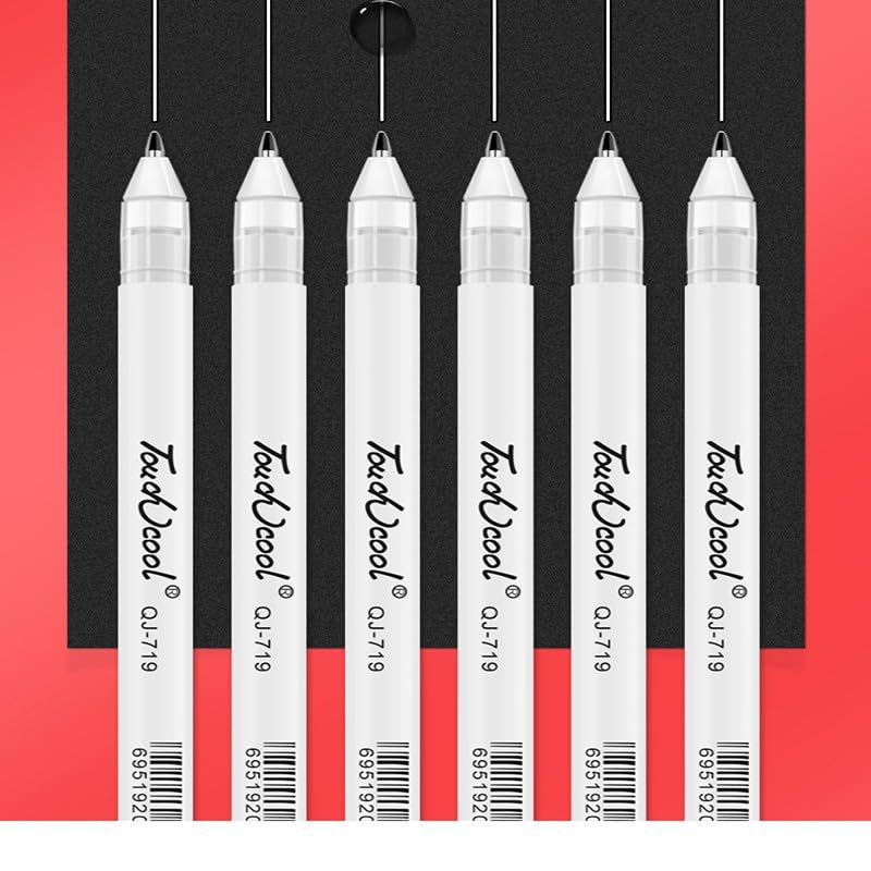 Image of like it 6pcs White Highlighter Marker, White Marker Gel Pen, Comic Hand-painted Pen, White Covering Highlight Pen For Black Cardboard, Drawing Supplies, Back To School Gift