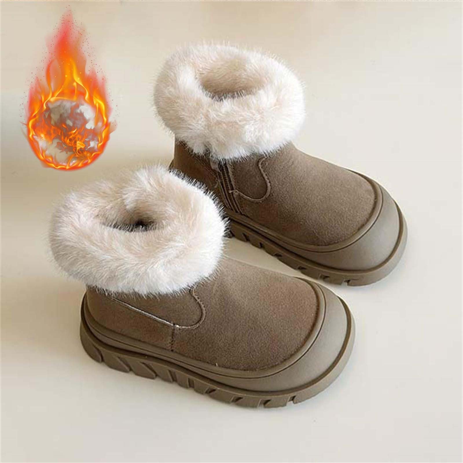 Stivali per Bambine e Ragazze Stivaletti da Neve Ragazzi Inverno Scarpe con Invernali Bambini Scarpe con Suola Antiscivolo in Gomma e Calda Foderati Stivali da Neve Bambini Pelliccia Calda Boots 21-35