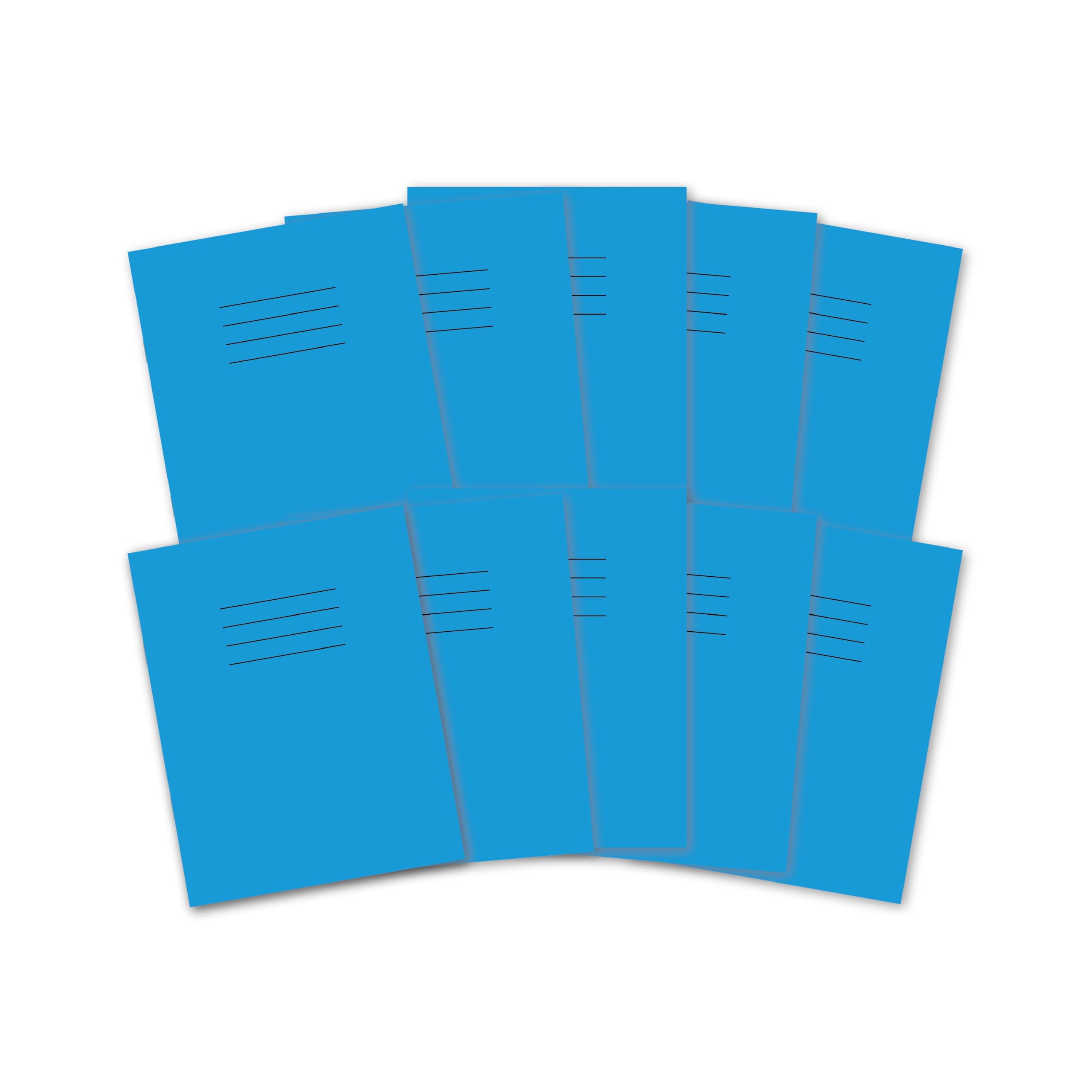 Hamelin A5 Exercise Books, 48 Pages, Light Blue, Pack of 10 for School 8 mm Ruled and Margin (9 x 7")