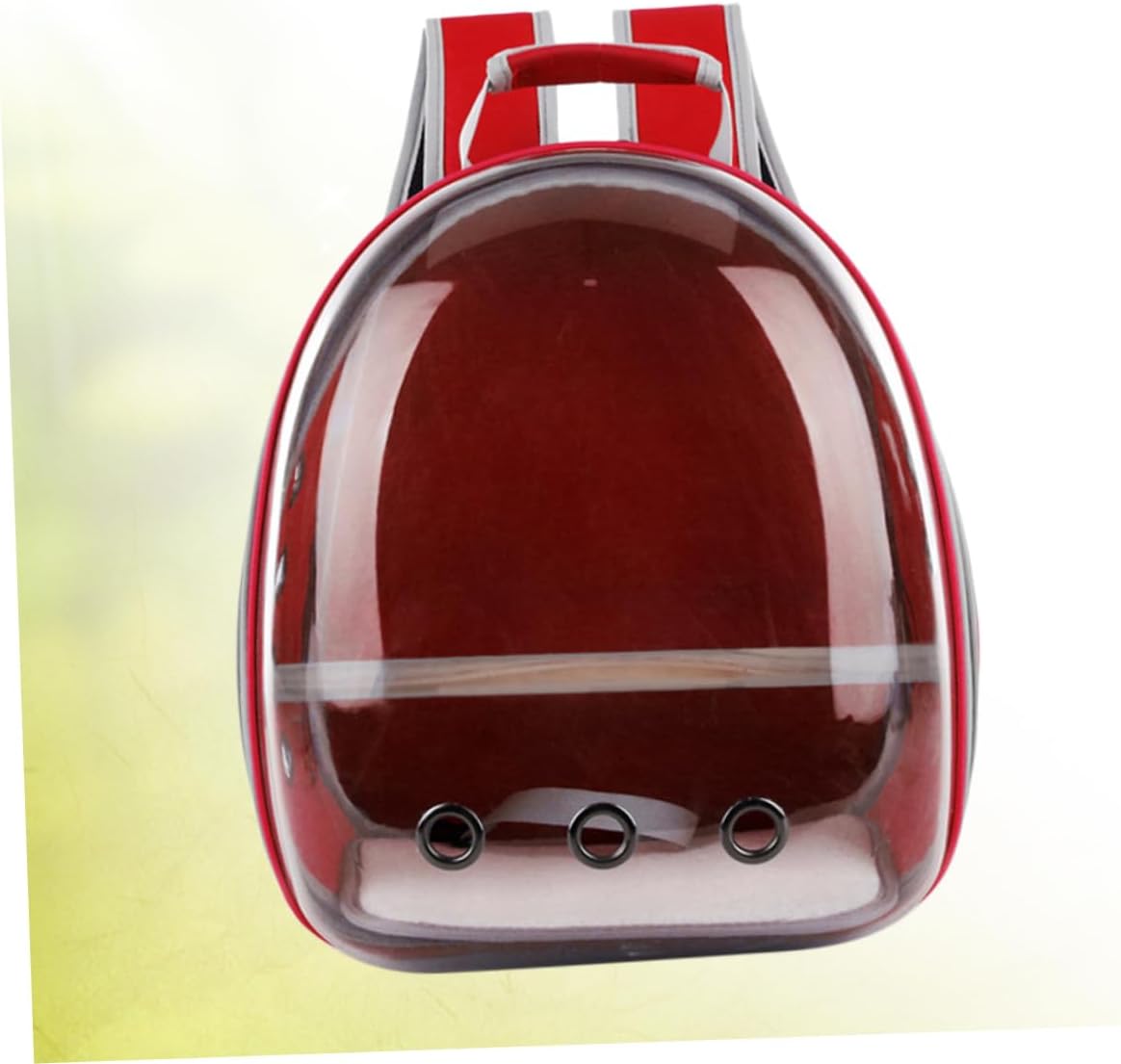 Portable Parrot Backpack Breathable Outdoor Carry Bag with Venting Comfortable Transparent Space Capsule for Birds and Design Red