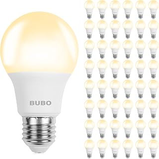 BUBO A19 LED Light Bulbs, 40 Watt Equivalent LED Bulbs, Soft White 2700K, 550 Lumens, E26 Standard Base, Non-Dimmable, 5W Soft White LED Bulbs for Bedroom Living Room Home Office, 48 Pack