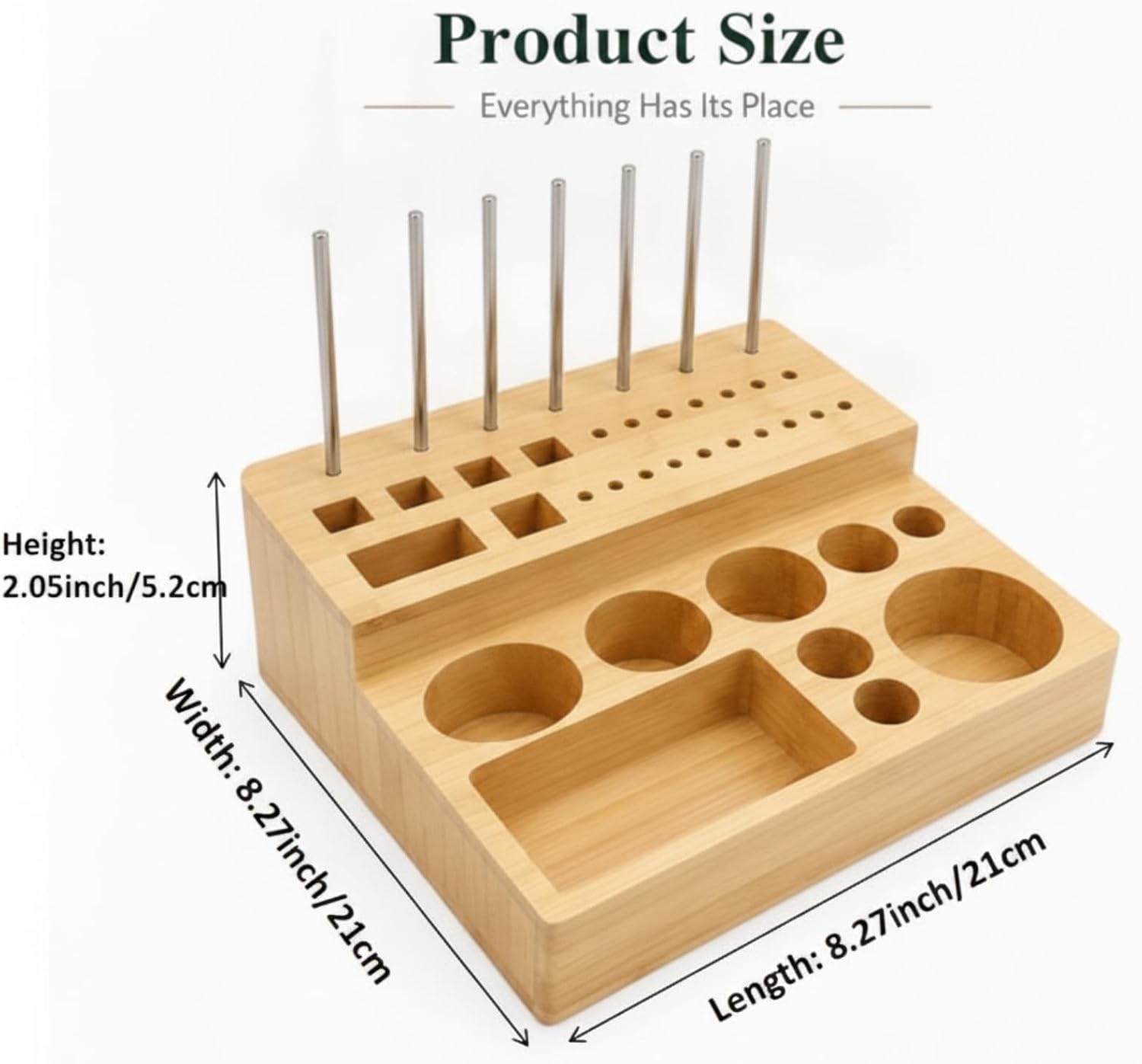 Yalikop Wooden Fly Tying Fishing Kit Organizer with Soft Magnets & Thread Spool Stand, Fly Tying Tool Caddy Desktop Storage Rack, Fishing Materials Tray Station (Classic,8.3 x 8.3 x 2.4 Inch)