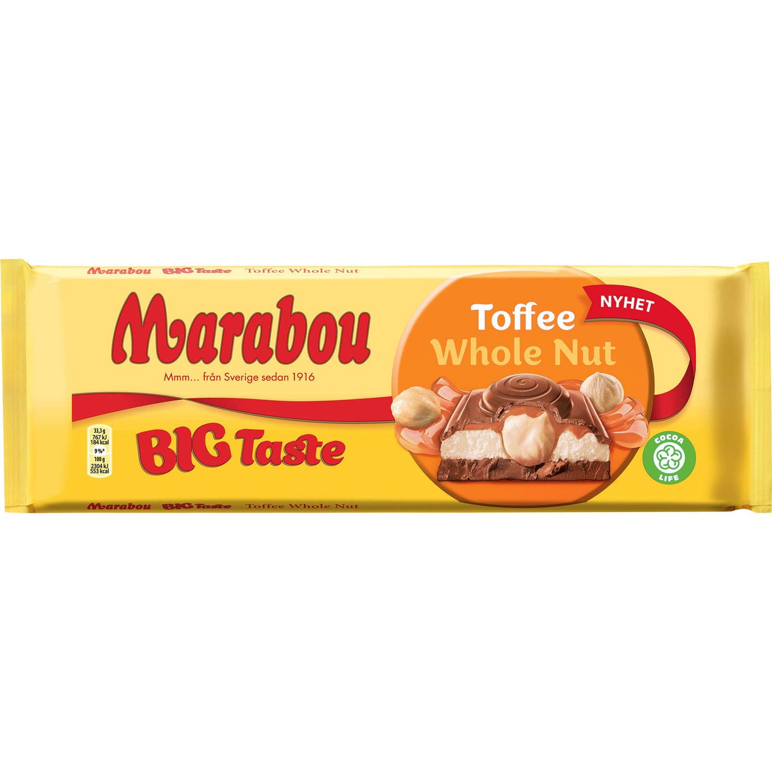 Marabou Big Taste Toffee Whole Nut - Milk Chocolate with Caramel & Whole Hazelnuts 300g