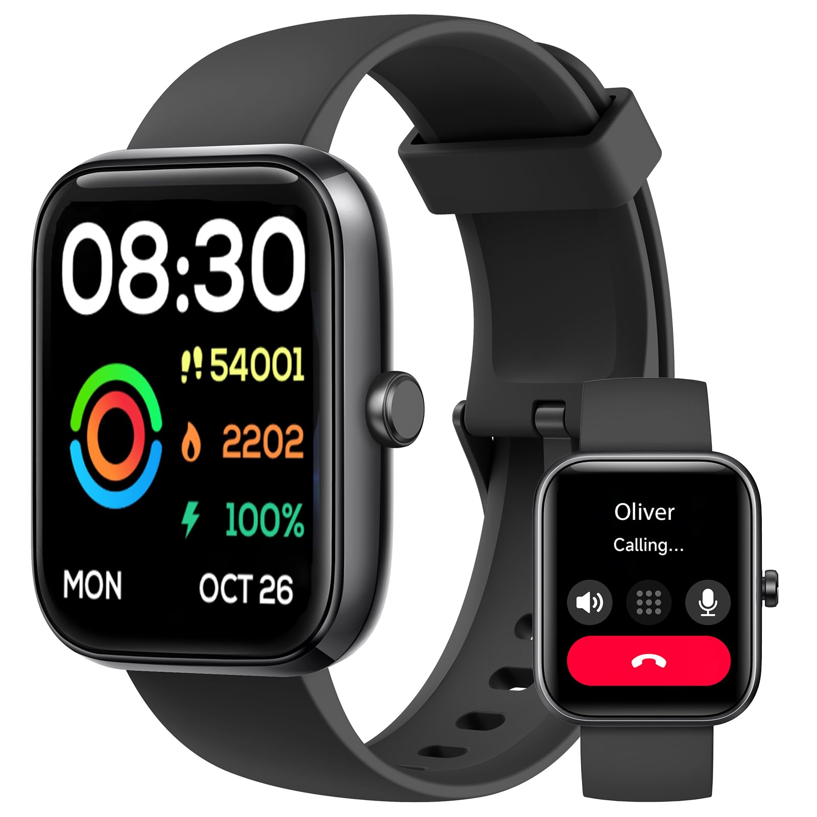 Smartwatch Hombre Mujer, Reloj Inteligente Llamadas Bluetooth IP68 Sumergible, 120+ Deportivos Modos Smart Watch 1.83"HD con Podómetro, Pulsómetro Monitor de Sueño, Pulsera Actividad Regalo, Negro