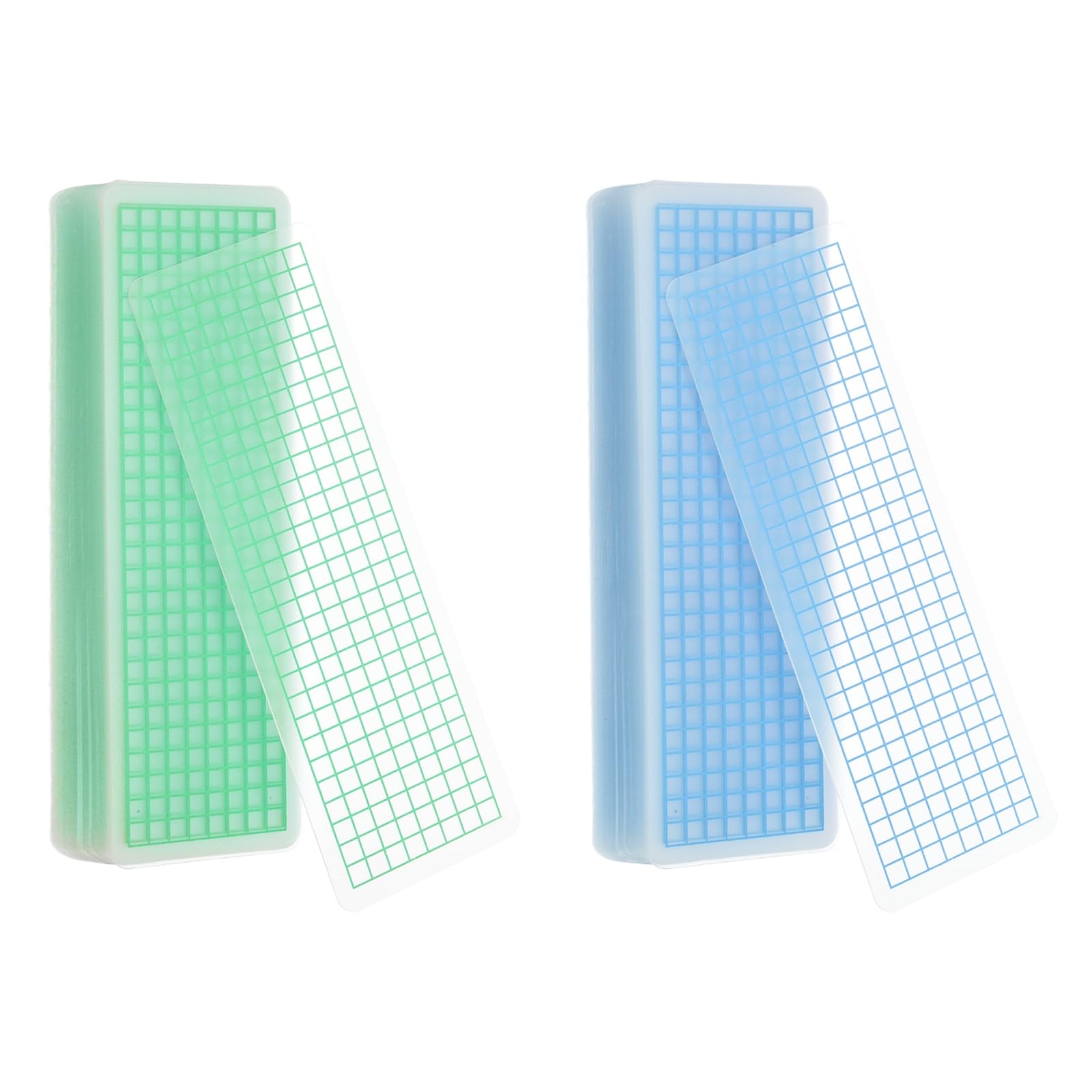 PATIKIL 80Pcs Washi Tape Cards, 5.9 x 2 Inch Washi Tape Boards Storage Organizer PVC Sample Board with Arc Corner for Scrapbooking Journal Home Supplies DIY Crafts, Blue/Green