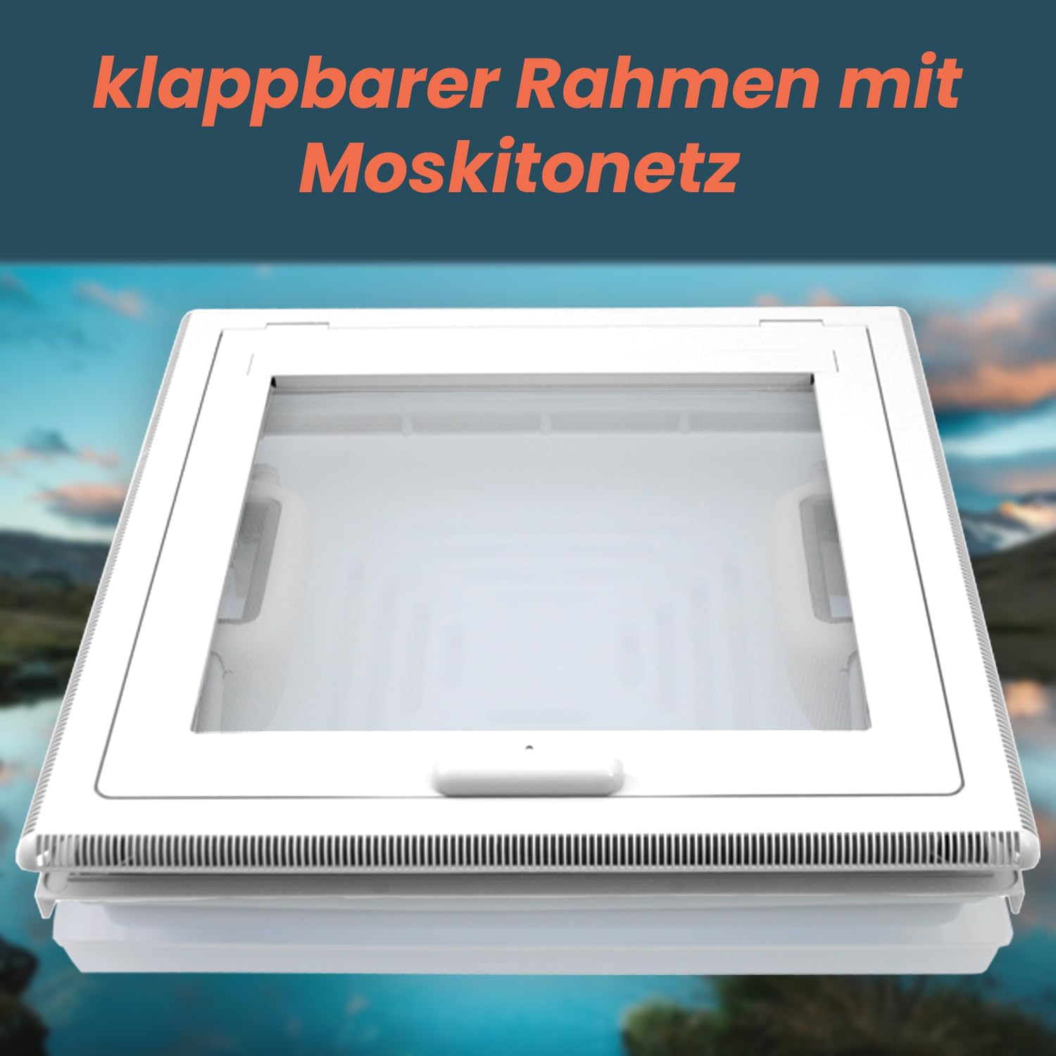 MPK 42 Dachhaube mit Moskitonetz, 40 x 40 cm, mit Milchglashaube in signalweiß für Wohnwagen Wohnmobil Caravan