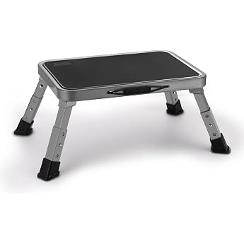 HBTower Folding Step Stool Height Adjustable Step Ladder with Non-Slip Platform Maximum Load 150 kg Step Ladder for Kitchen and Household