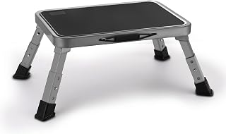 HBTower Tritthocker klappbar, höhenverstellbar, Trittleiter mit Rutschfester Plattform, bis 150 kg belastbar, Stufenleiter für Küche & Haushalt