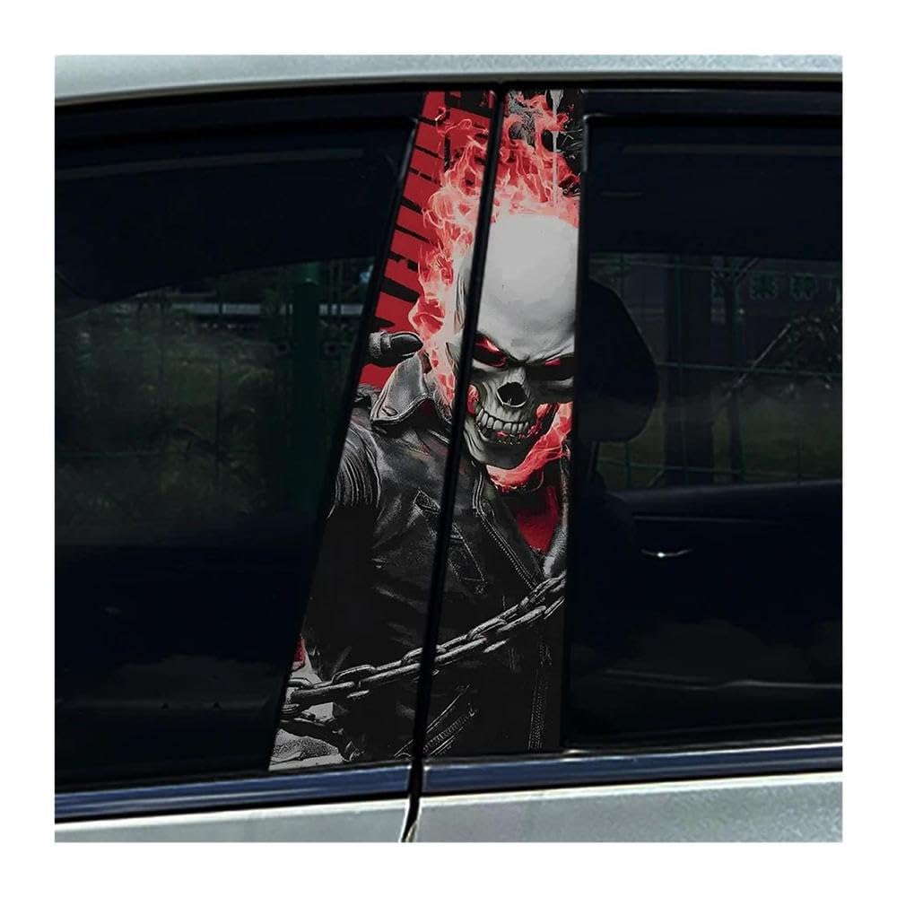 Body Parts 2PCS Car Center Pillar Sticker Skeleton Halloween Knight Auto B Pillar Protective Film Decals(G)