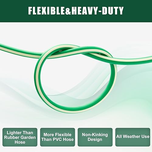 Miniatura 5 de SANFU Manguera de jardín híbrida mejorada de 5/8 pulgadas x 15 pies, explosión de 800 PSI, manguera de agua, flexible con mango de agarre,