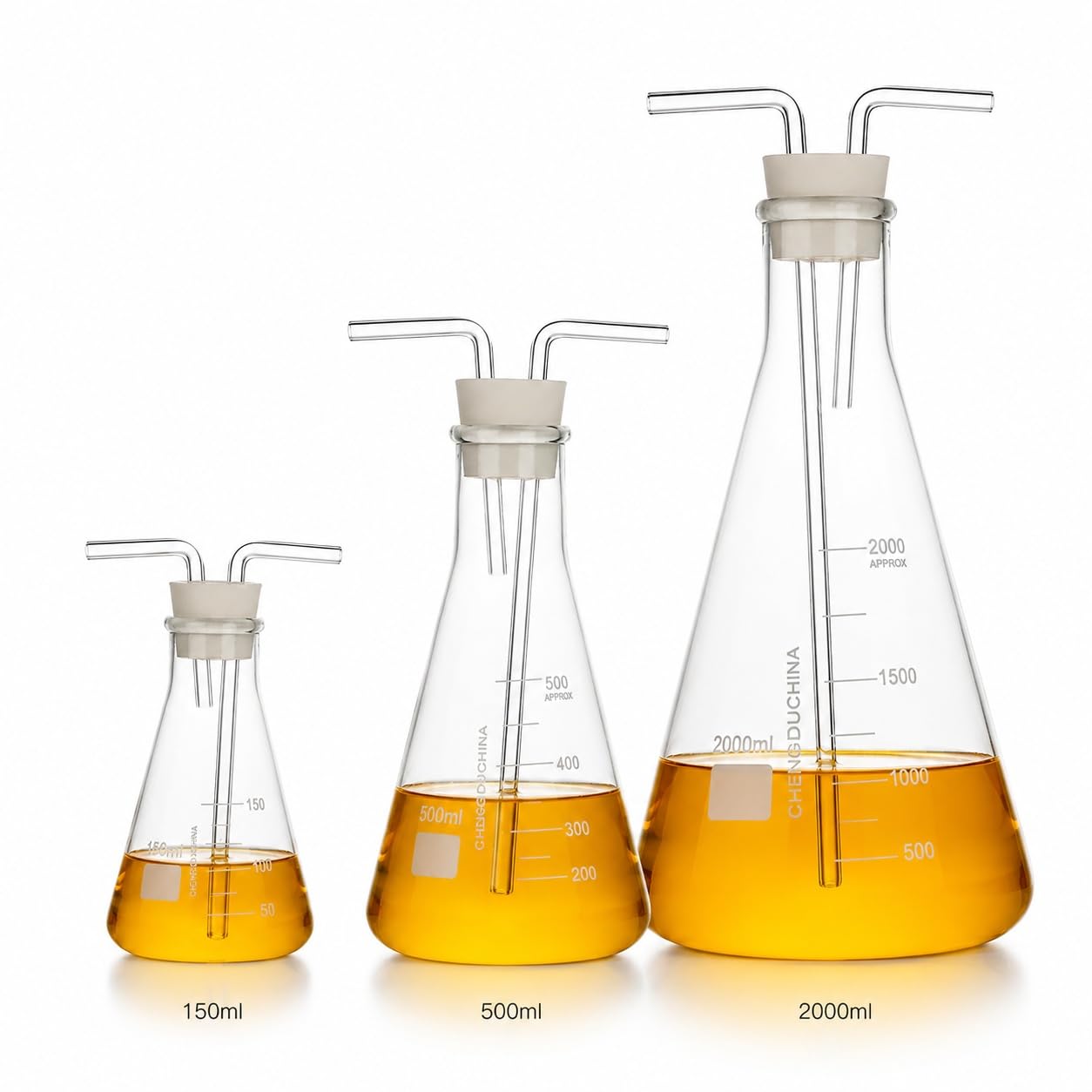 Matraz Cónico Graduado Frasco Lavador Gas Vidrio Borosilicato Químico-5000ml