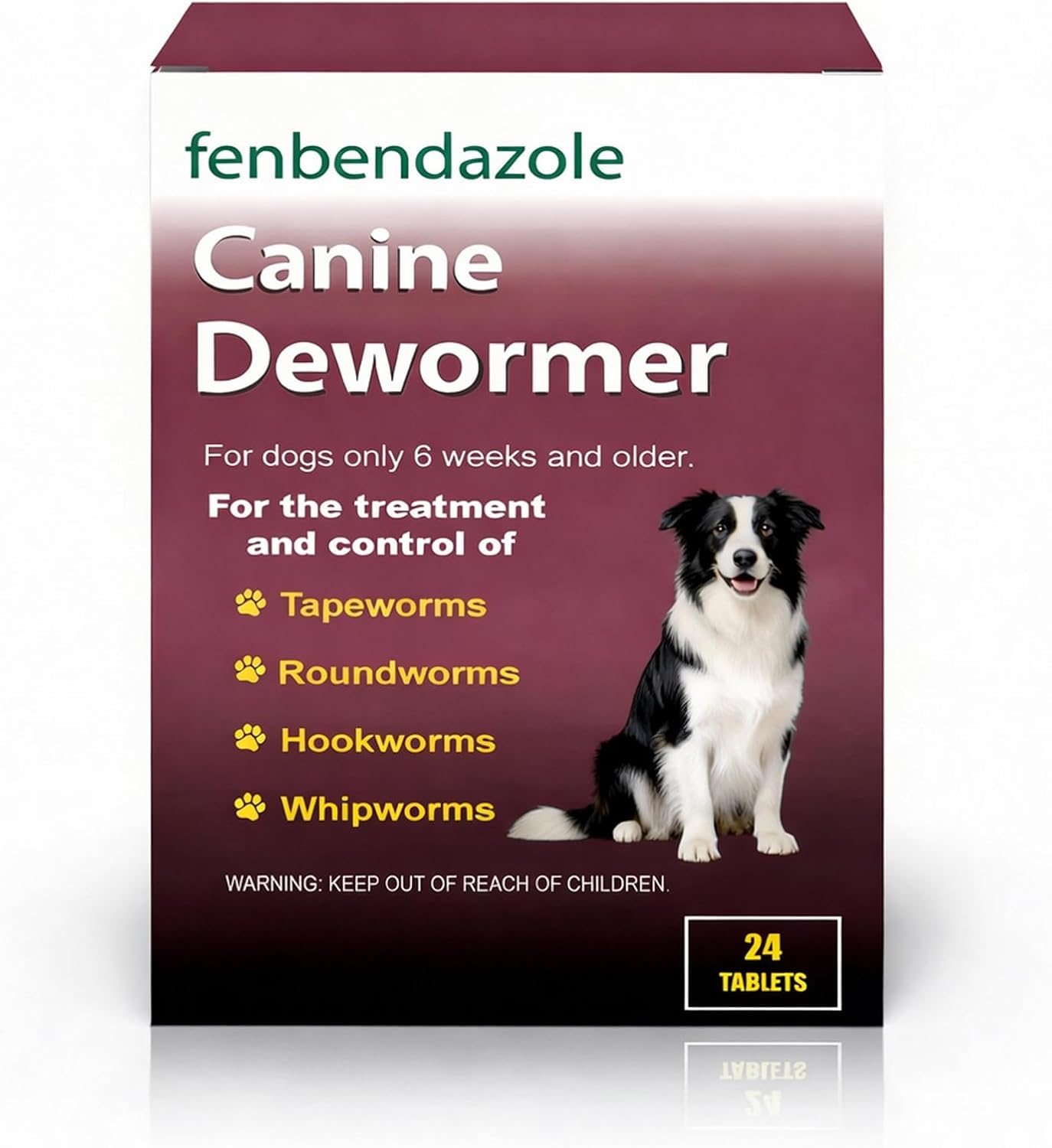 Fenbendazole Dewormer for Dogs & Puppies, Oral Treatment for Tapeworms, Roundworms, Hookworms and Whipworms, 24 Count