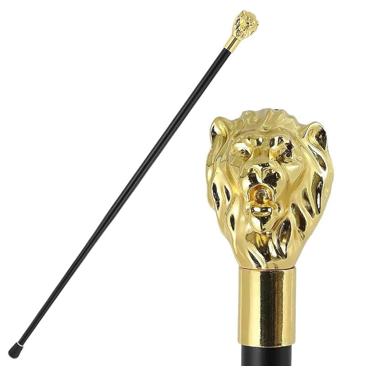 Royal Staff | Fashion Decorative Walking Cane Men, Golden Lion Head Luxury, Elegant Alloy Handle Cane, Traditonal African Hand Staff