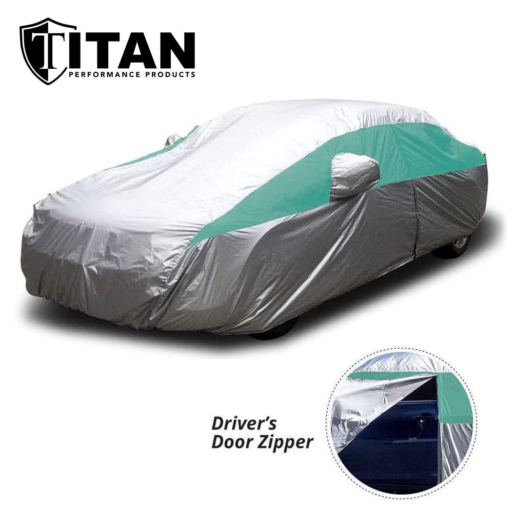 Titan Brilliant Color Poly 210T Car Cover for Sedans 186-202 Waterproof UV Protection Scratch Resistant Driver-Side Zippered Opening — view 2