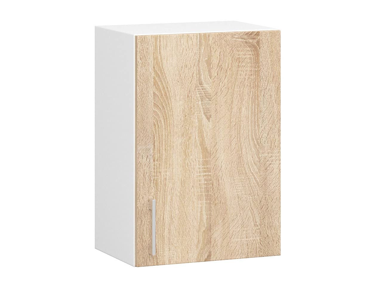 AKORD Armario de Pared de Cocina W40, Sistema Lima, Blanco, 40 cm, 1 Puerta, Roble Sonoma, Mate, 2 estantes, 40x30,5x58 cm